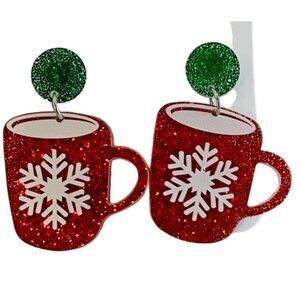 Claires Earrings‎ Glitter Snowflake Mug Christmas Women